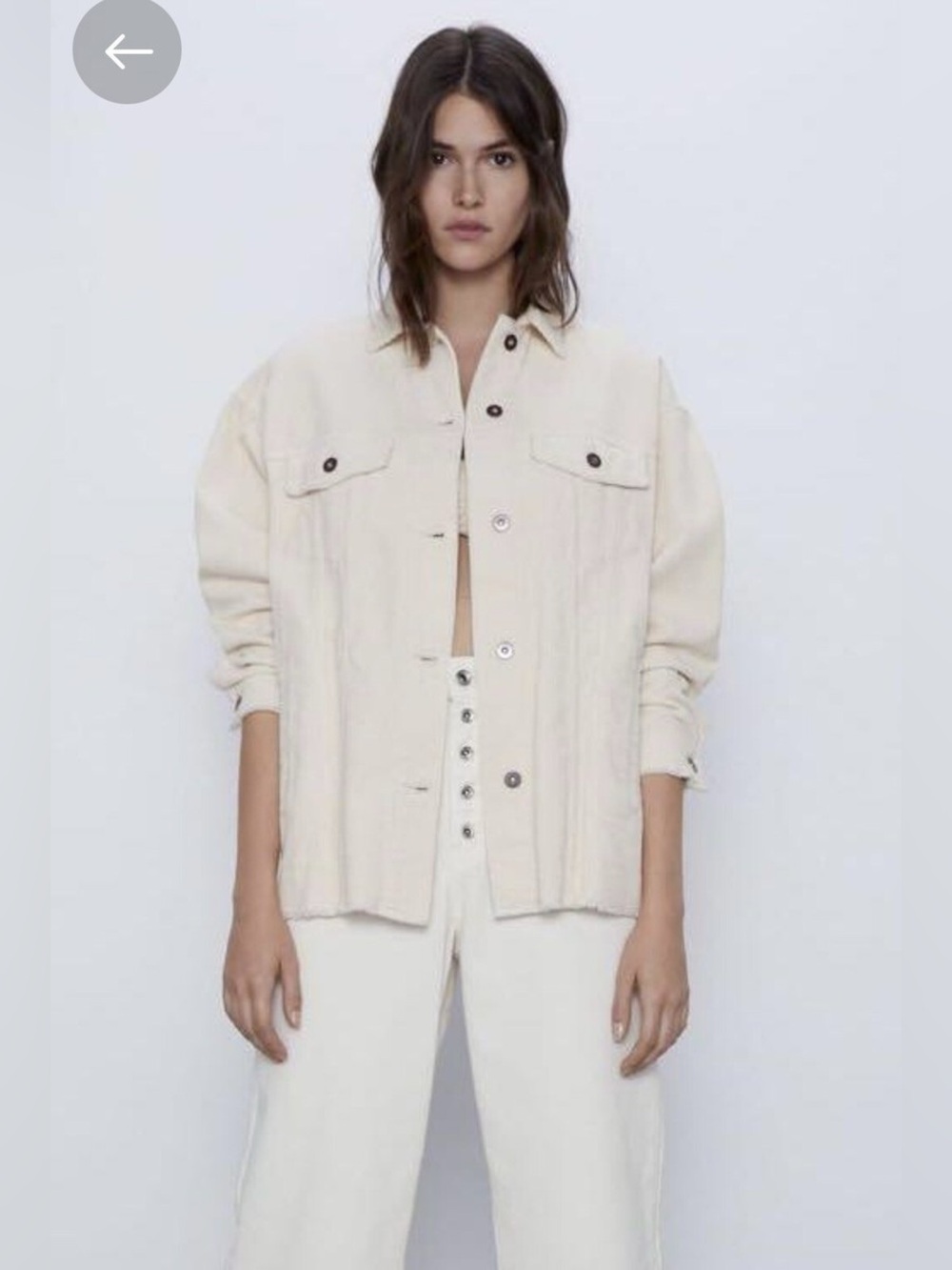 ZARA | Off-White Corduroy Oversized Shirt Jacket
